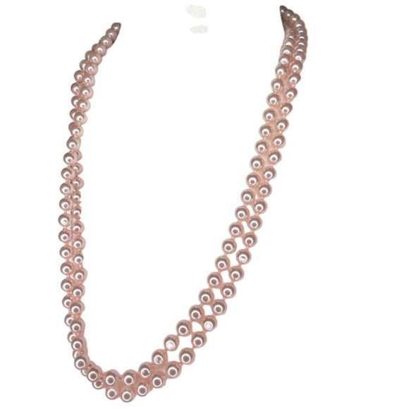 Light Pink Strand of Faux Pearls 54.5" Lobster Clasp - Picture 1 of 6